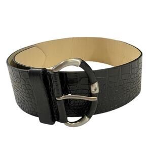 Banana Republic- Black Alligator Texture Leather Belt Size XS